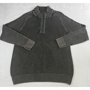 Carbon 2 Cobalt Cable Sweater 1/4 Zip Mens Large Gray Waffle Geometric Textured‎